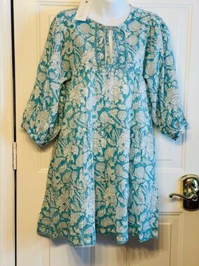 Elegant Teal Floral Mini Dress